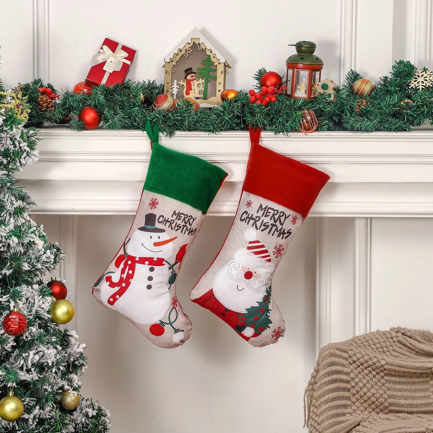 Christmas Stockings Santa Snowman
